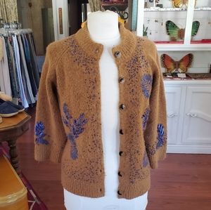Field of Flowers Embroidered Beaded Cardigan - M